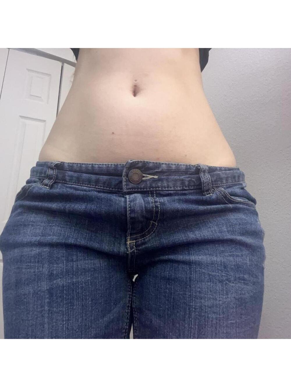 y2k medium wash low rise jeans